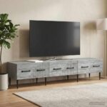 vidaXL TV skrinka Sivá sonoma 147 x 34,5 x 30 cm Kompozitné drevo – Obrázok 4
