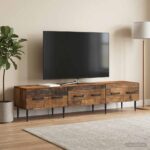 vidaXL TV skrinka Staré drevo 147 x 34,5 x 30 cm Kompozitné drevo – Obrázok 4