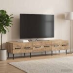 vidaXL TV skrinka Dub artisan 147 x 34,5 x 30 cm Kompozitné drevo – Obrázok 4