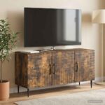 vidaXL TV skrinka Dymový dub 99 x 34,5 x 50 cm Kompozitné drevo – Obrázok 4