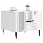 vidaXL Konferenčný stolík Biela s vysokým leskom 49 x 50 x 40 cm – Obrázok 2