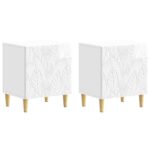 vidaXL Nočný stolík 2 pcs Biela s vysokým leskom 43 x 34,5 x 50 cm