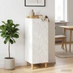 vidaXL Servírovacia skriňa Biela 33 x 34,5 x 90 cm Kompozitné drevo – Obrázok 3