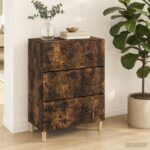 vidaXL Zásuvkový kabinet Dymový dub 66 x 34,5 x 90 cm Kompozitné drevo – Obrázok 3
