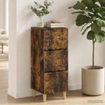 vidaXL Zásuvkový kabinet Dymový dub 33 x 34,5 x 90 cm Kompozitné drevo