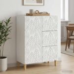 vidaXL Servírovacia skriňa Biela 66 x 34,5 x 90 cm Kompozitné drevo – Obrázok 3