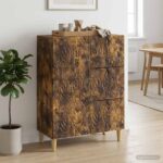 vidaXL Servírovacia skriňa Dymový dub 66 x 34,5 x 90 cm – Obrázok 3