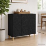vidaXL Servírovacia skriňa Čierna 89 x 34,5 x 80 cm Kompozitné drevo