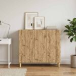 vidaXL Servírovacia skriňa Dub artisan 89 x 34,5 x 80 cm – Obrázok 3