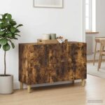 vidaXL Servírovacia skriňa Dymový dub 89 x 34,5 x 60 cm – Obrázok 3