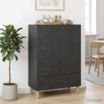 vidaXL Servírovacia skriňa Čierna 66 x 34,5 x 95 cm Kompozitné drevo