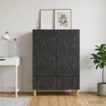 vidaXL Servírovacia skriňa Čierna 66 x 34,5 x 95 cm Kompozitné drevo – Obrázok 3