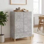 vidaXL Servírovacia skriňa Betónovo sivá 66 x 34,5 x 95 cm