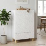 vidaXL Servírovacia skriňa Biela s vysokým leskom 66 x 34,5 x 95 cm