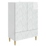 vidaXL Servírovacia skriňa Biela s vysokým leskom 66 x 34,5 x 95 cm – Obrázok 2