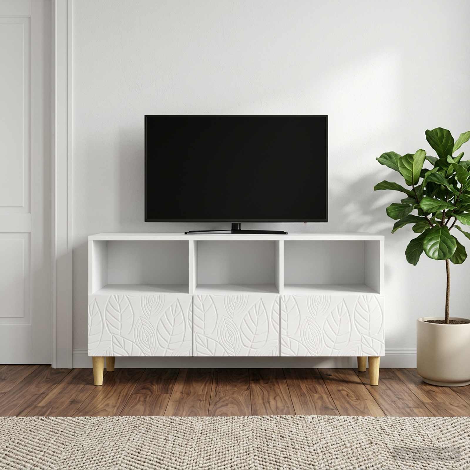 895139_1.jpg vidaXL TV skrinka 102 x 34,5 x 50 cm Biela s vysokým leskom – Obrázok 1
