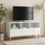 vidaXL TV skrinka 102 x 34,5 x 50 cm Biela s vysokým leskom – Obrázok 3
