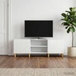vidaXL TV skrinka 150 x 31 x 50 cm Biela s vysokým leskom