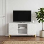 vidaXL TV skrinka 102 x 34,5 x 50 cm Biela s vysokým leskom – Obrázok 3
