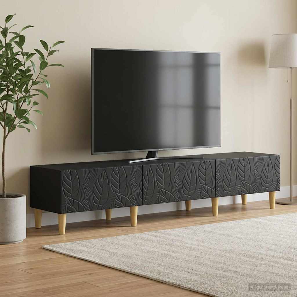 895166_1.jpg vidaXL TV skrinka 147 x 34,5 x 30 cm Čierna Kompozitné drevo – Obrázok 1