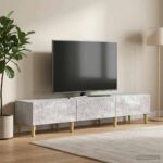 vidaXL TV skrinka 147 x 34,5 x 30 cm Betónovo sivá Kompozitné drevo – Obrázok 3