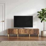 vidaXL TV skrinka 147 x 34,5 x 30 cm Staré drevo Kompozitné drevo – Obrázok 3