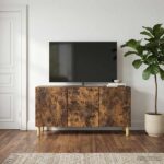 vidaXL TV skrinka 99 x 34,5 x 50 cm Dymový dub Kompozitné drevo – Obrázok 3