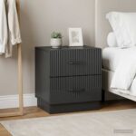vidaXL Nočný stolík 2 pcs Čierna 43 x 34,5 x 44,5 cm Kompozitné drevo – Obrázok 4