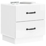 vidaXL Nočný stolík 2 pcs Biela s vysokým leskom 43 x 34,5 x 44,5 cm – Obrázok 2