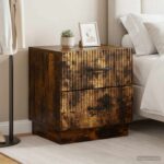 vidaXL Nočný stolík so zásuvkou 2 pcs Dymový dub 43 x 34,5 x 44,5 cm – Obrázok 4