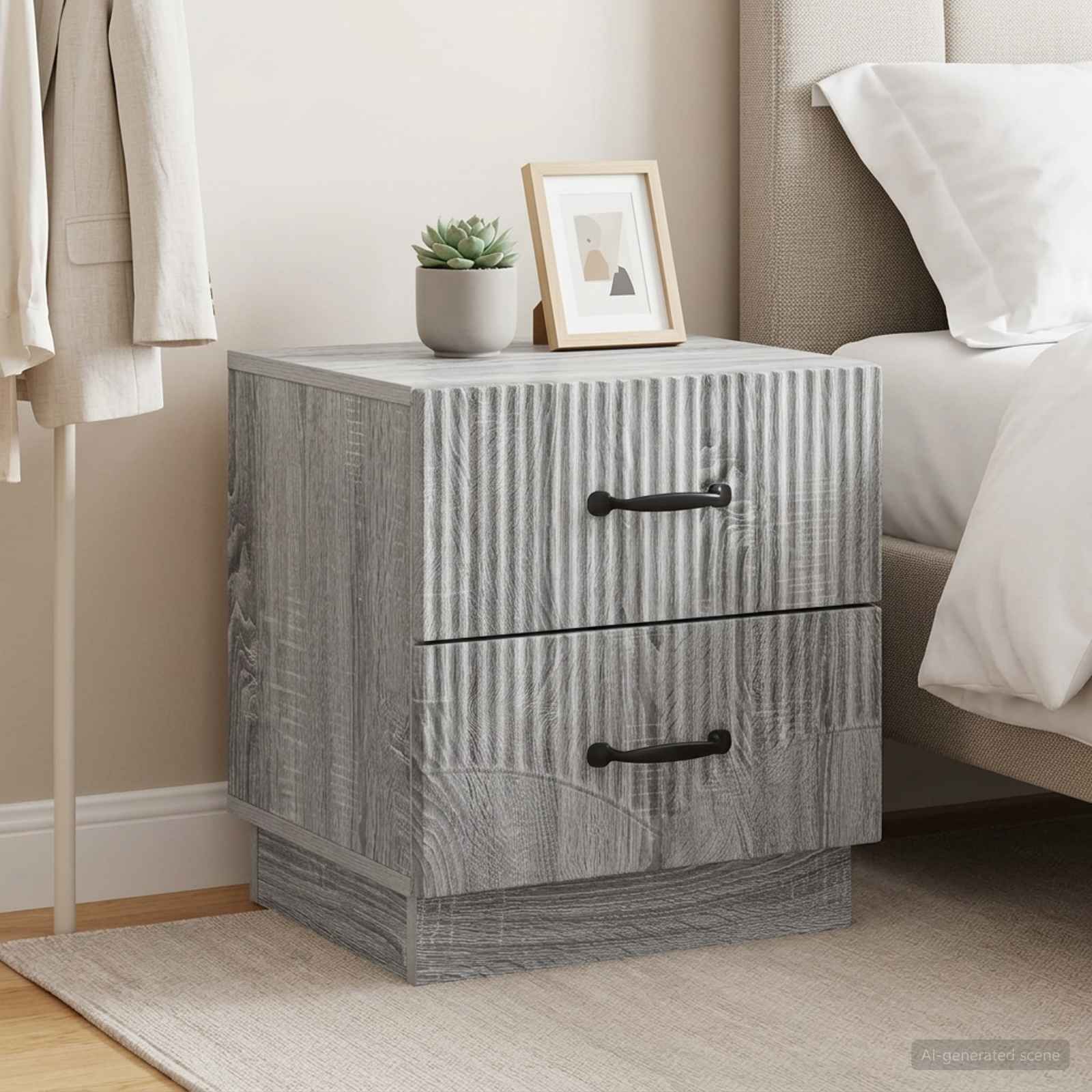 895228_1.jpg vidaXL Nočný stolík so zásuvkou 2 pcs Sivá sonoma 43 x 34,5 x 44,5 cm – Obrázok 1
