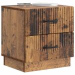 vidaXL Nočný stolík so zásuvkou 2 pcs Staré drevo 43 x 34,5 x 44,5 cm – Obrázok 2