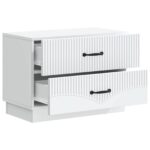 vidaXL Nočný stolík Biela 62 x 34,5 x 44,5 cm Kompozitné drevo – Obrázok 3