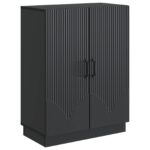 vidaXL Servírovacia skriňa Čierna 66 x 34,5 x 87 cm Kompozitné drevo – Obrázok 2