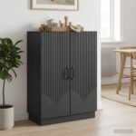 vidaXL Servírovacia skriňa Čierna 66 x 34,5 x 87 cm Kompozitné drevo – Obrázok 4