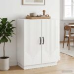 vidaXL Servírovacia skriňa Biela s vysokým leskom 66 x 34,5 x 87 cm – Obrázok 4