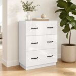 vidaXL Zásuvkový kabinet Biela 66 x 34,5 x 87 cm Kompozitné drevo – Obrázok 12