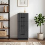 vidaXL Zásuvkový kabinet Čierna 33 x 34,5 x 87 cm Kompozitné drevo – Obrázok 4