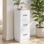 vidaXL Zásuvkový kabinet Biela s vysokým leskom 33 x 34,5 x 87 cm – Obrázok 4