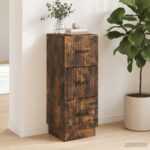 vidaXL Zásuvkový kabinet Dymový dub 33 x 34,5 x 87 cm Kompozitné drevo – Obrázok 4