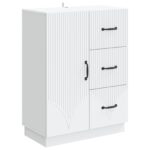 vidaXL Servírovacia skriňa Biela 66 x 34,5 x 87 cm Kompozitné drevo – Obrázok 2