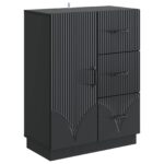 vidaXL Servírovacia skriňa Čierna 66 x 34,5 x 87 cm Kompozitné drevo – Obrázok 2