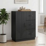 vidaXL Servírovacia skriňa Čierna 66 x 34,5 x 87 cm Kompozitné drevo – Obrázok 4