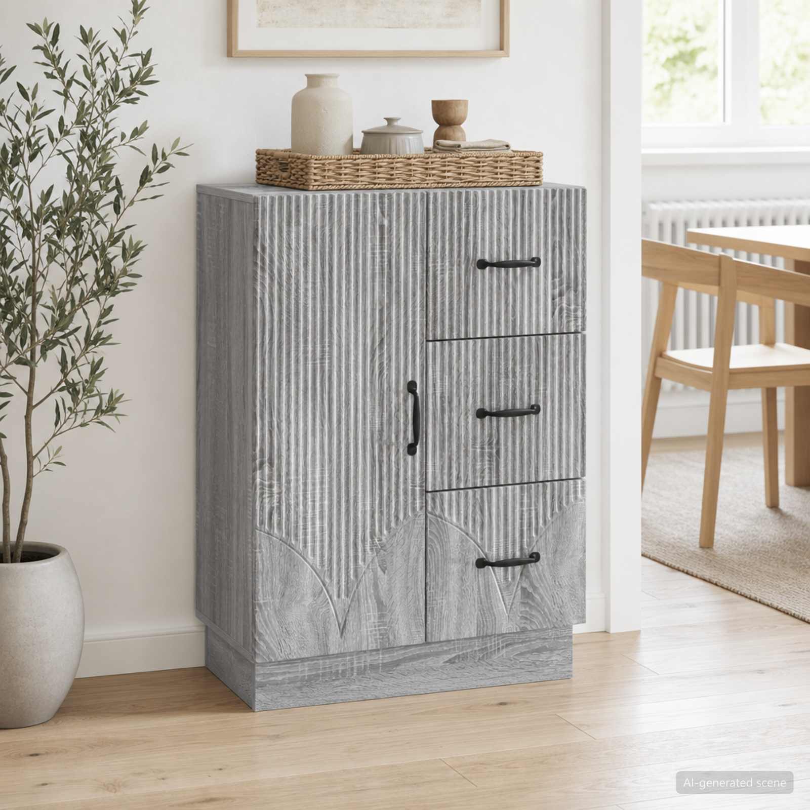 895321_1.jpg vidaXL Servírovacia skriňa so zásuvkou Sivá sonoma 66 x 34,5 x 87 cm – Obrázok 1