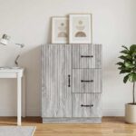 vidaXL Servírovacia skriňa so zásuvkou Sivá sonoma 66 x 34,5 x 87 cm – Obrázok 4