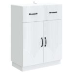 vidaXL Servírovacia skriňa Biela 66 x 34,5 x 87 cm Kompozitné drevo – Obrázok 2
