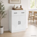 vidaXL Servírovacia skriňa Biela 66 x 34,5 x 87 cm Kompozitné drevo – Obrázok 4
