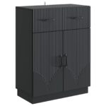 vidaXL Servírovacia skriňa Čierna 66 x 34,5 x 87 cm Kompozitné drevo – Obrázok 2