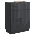 vidaXL Servírovacia skriňa Čierna 66 x 34,5 x 87 cm Kompozitné drevo – Obrázok 3