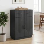 vidaXL Servírovacia skriňa Čierna 66 x 34,5 x 87 cm Kompozitné drevo – Obrázok 4